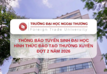 Thông báo tuyển sinh trình độ đại học hình thức đào tạo thường xuyên (phương thức kết hợp) đợt 2 năm 2026